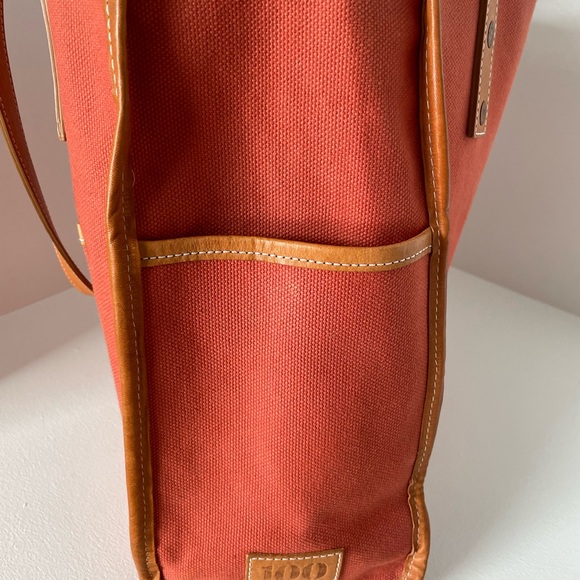 Limited Edition Shinola + FEED Sunset Orange Canvas Tote with Tan Leather Trim - Picture 4 of 11